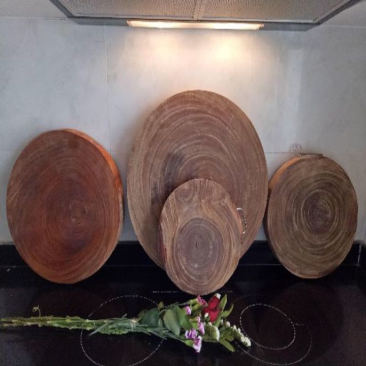 Thớt gỗ nghiến siêu bền đường kính 35cm bảo hành 3 tháng [ dày 4cm]