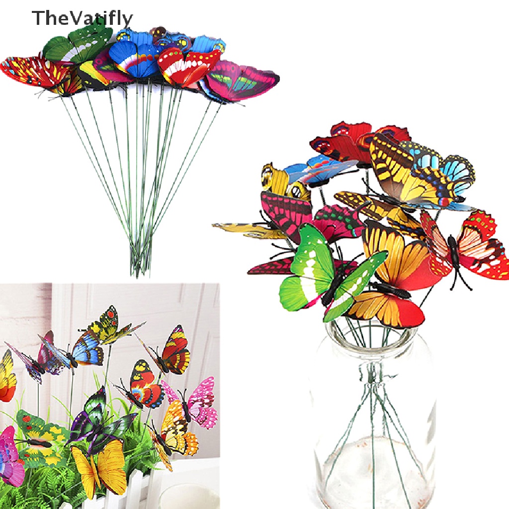 [Thevalifly] Set 25 Chậu Cây Hình Bướm Nhiều Màu Trang Trí Sân Vườn Ngoài Trời