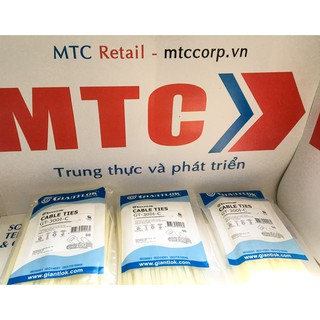 Túi 100 Dây thít, dây rút nhựa màu trắng 300×3.6mm cao cấp GT300IC nhập khẩu Giantlok-Thái Lan