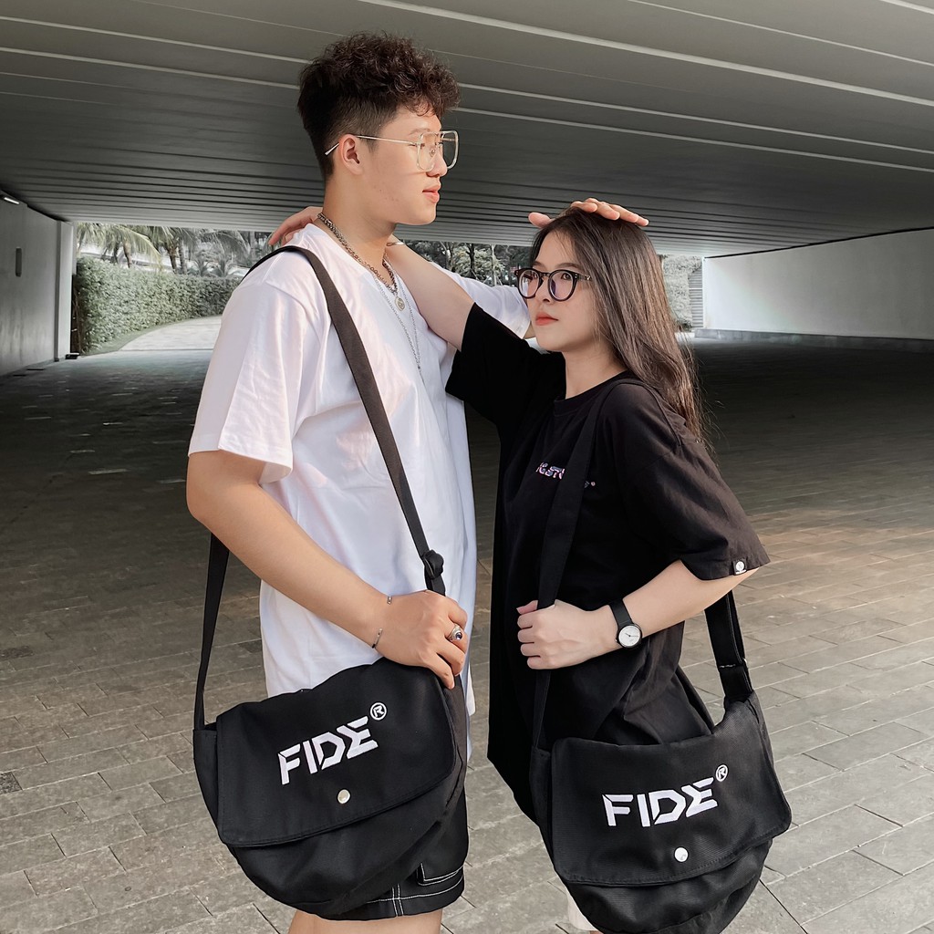 Túi tote vải đeo chéo canvas unisex cao cấp đựng vừa khổ a4 đi học đi chơi Hàn Quốc