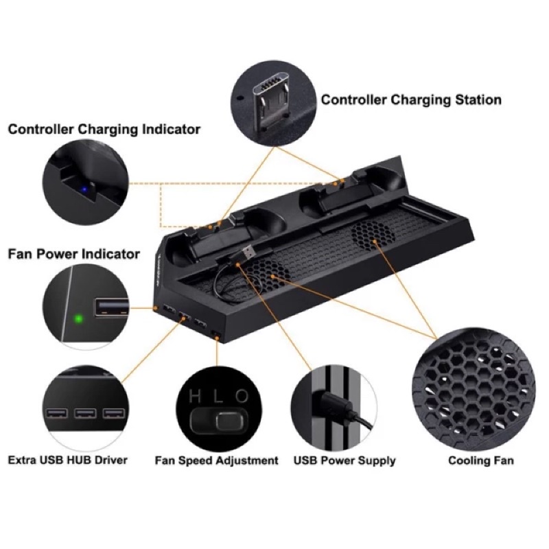 Đế dựng Ps4 Fat/ Slim /Pro làm mát ps4 slim và Ps4 pro mẫu slimfit PS4 tản nhiệt Ps4