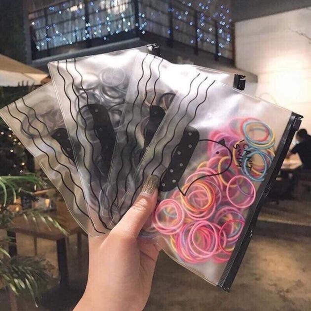 Set 100 chun cột tóc trơn nhiều màu cho bạn gái