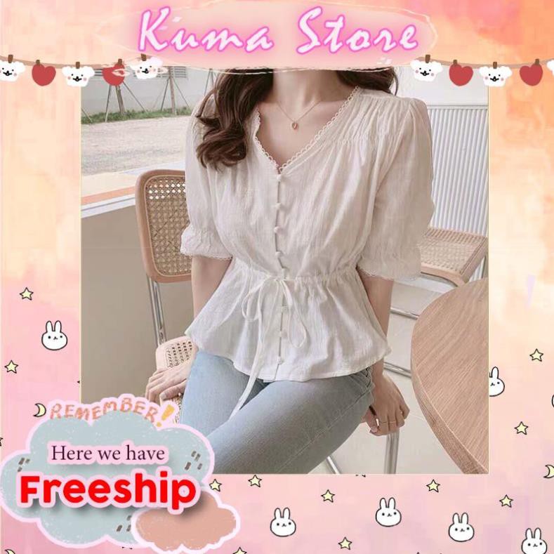 ÁO KIỂU TRẮNG CỔ V