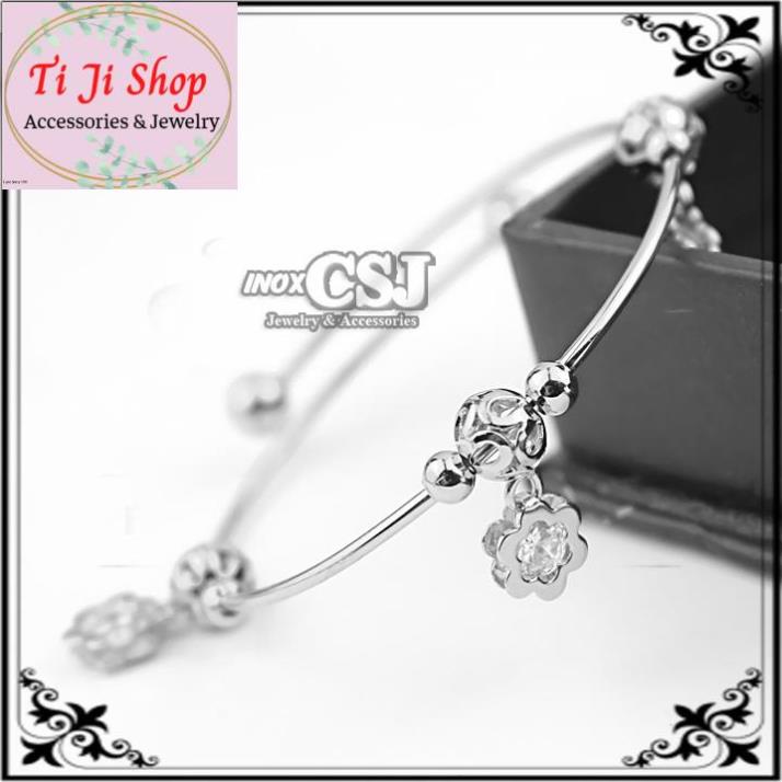 VÒNG TAY NỮ INOX PHỤ KIỆN HÌNH HOA MAI - đẹp, không đen,