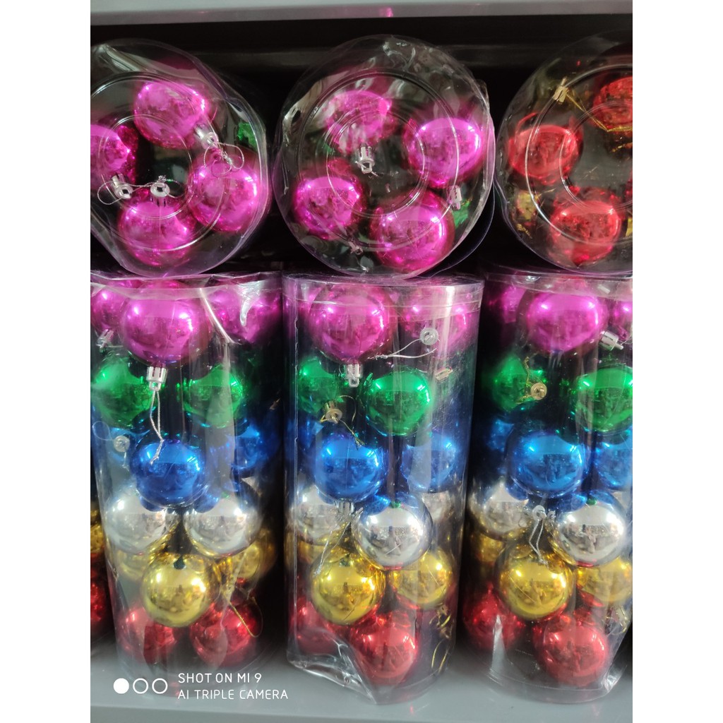 Combo 6 trái châu đủ màu Size 4cm,6cm,8cm trang trí cây thông noel,trang trí nhà cửa,trang trí giáng sinh