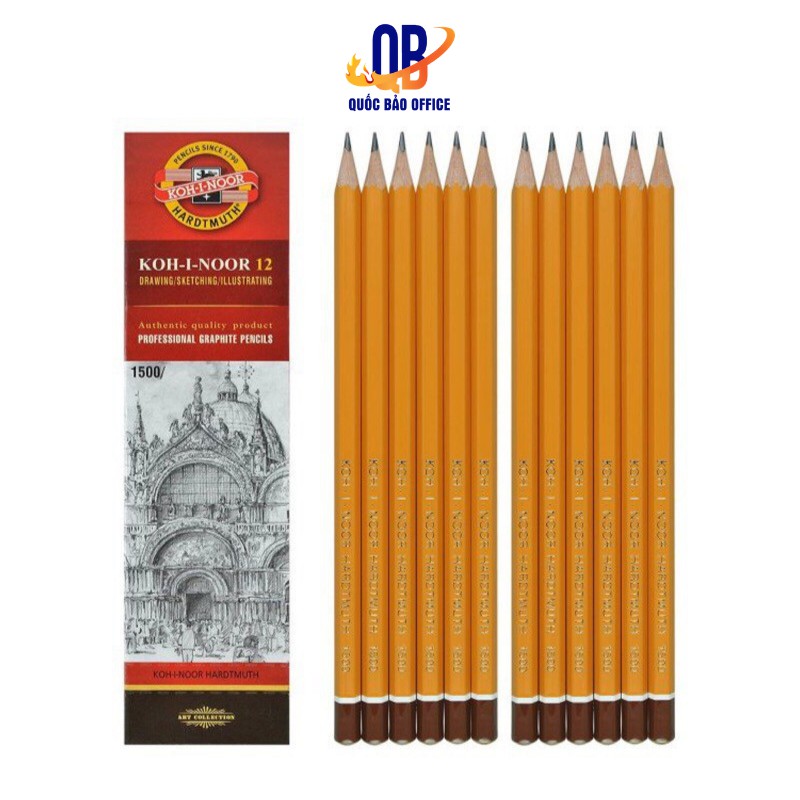 Bút chì Tiệp - Chì phác thảo CHÍNH HÃNG KOH-I-NOOR 1500 - HB-8B - 1 chiếc