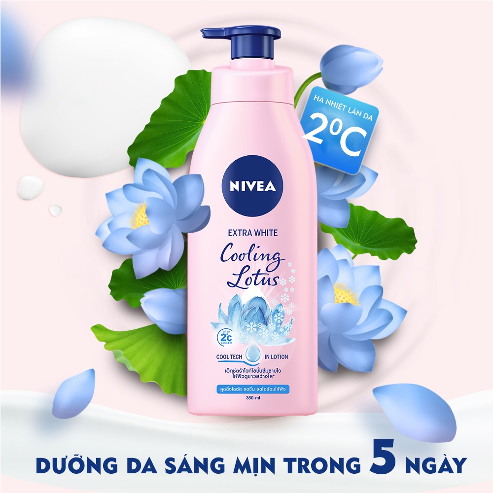 Sữa Dưỡng Thể Nivea Extra White Cooling Lotus Dưỡng Trắng Dịu Mát 350ml