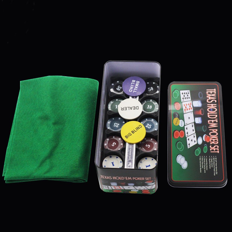 Bộ Poker Hộp Sắt Loại 100 và 200 chip có số  Hàng Nhập khẩu Cao Cấp