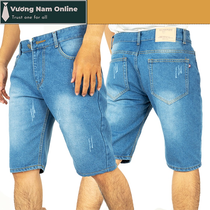 Quần short jean nam chất bò ngắn cao cấp rách xước VN57G