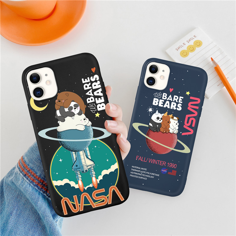 Ốp Điện Thoại Silicon Mềm Nhám Họa Tiết Gấu NASA/Hành Tinh Hoạt Hình Cho Iphone 6/6s PIus 7/8/SE 2020 7 8PIus X XS XR XSMAX 11 12 13 ProMax