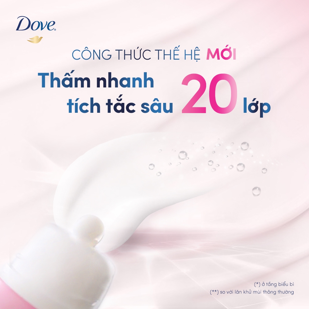 Lăn ngăn mùi dưỡng sáng cao cấp Dove tinh chất serum dành cho nữ với 3% Niacinamide giúp da sáng mịn đều màu 45ml