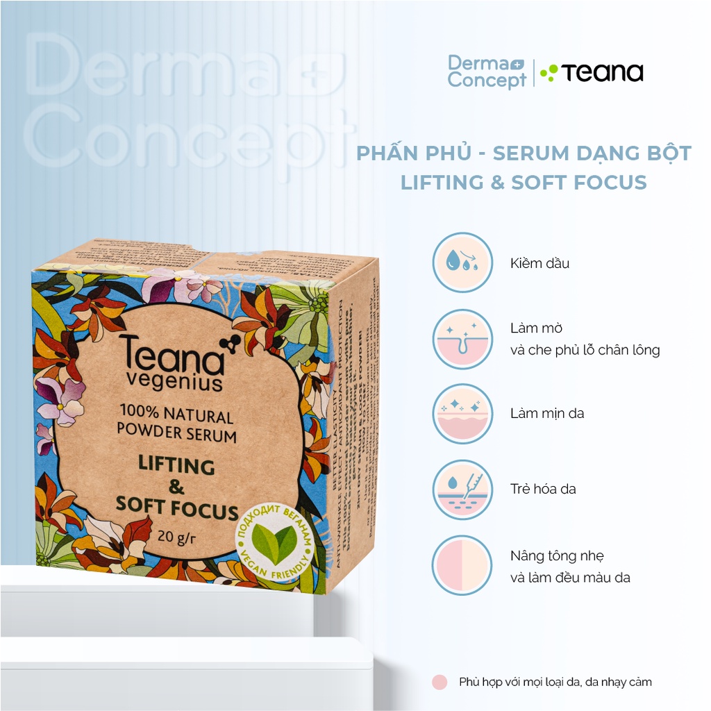 Phấn phủ - serum dạng bột Teana Natural Powder Lifting & Soft Focus - 20g