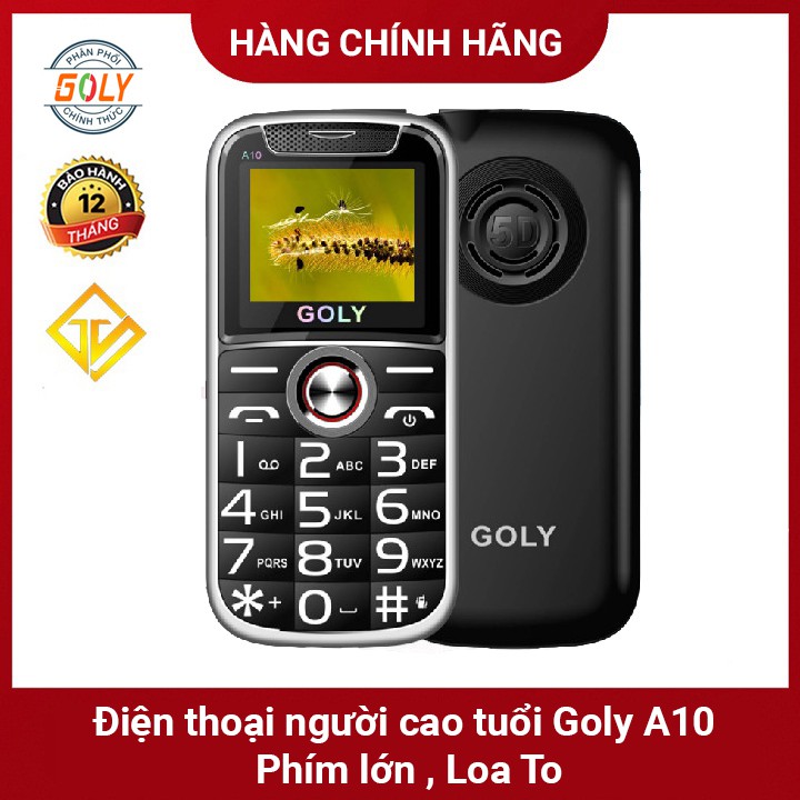 Điện thoại cho người già Goly A10, Loa 5D , Viền thép , Màn hình 1.8, Phím lớn, Pin 1.000 mah - Hàng chính hãng