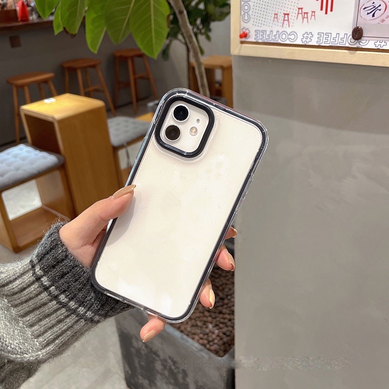 Ốp Điện Thoại Trong Suốt 2 Trong 1 Đơn Giản Bảo Vệ Ống Kính Máy Ảnh Cho iphone 14 Pro 13 Pro Max 11 11Promax XR 7P 8p