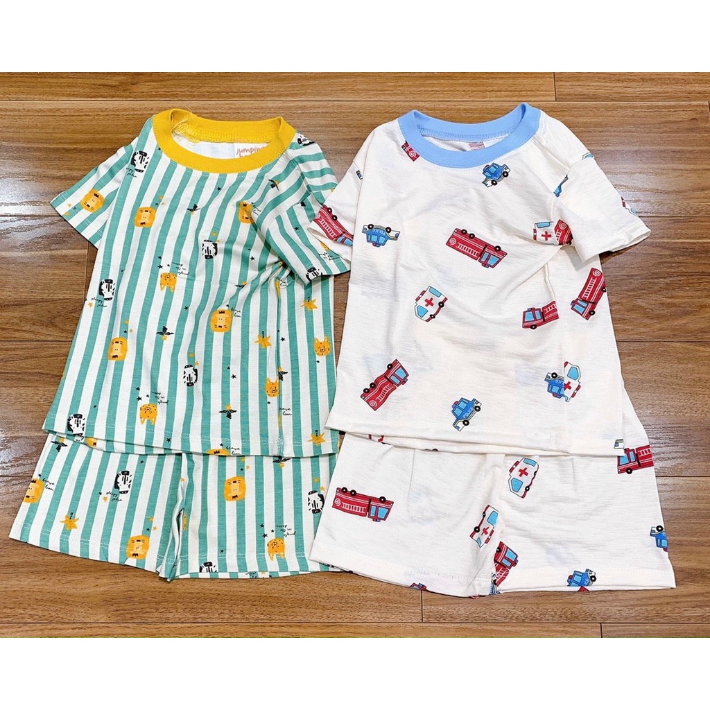 Bộ cộc tay cotton xuất họa tiết cho bé