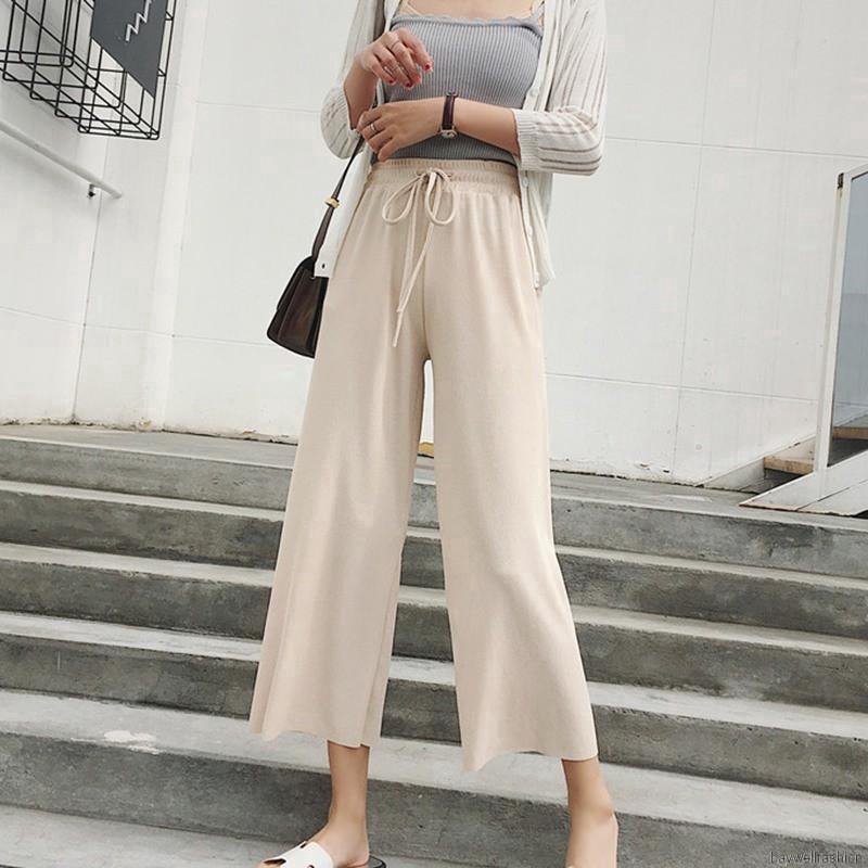 [Baywellfashion]Quần ống rộng lưng cao co dãn cho nữ | BigBuy360 - bigbuy360.vn