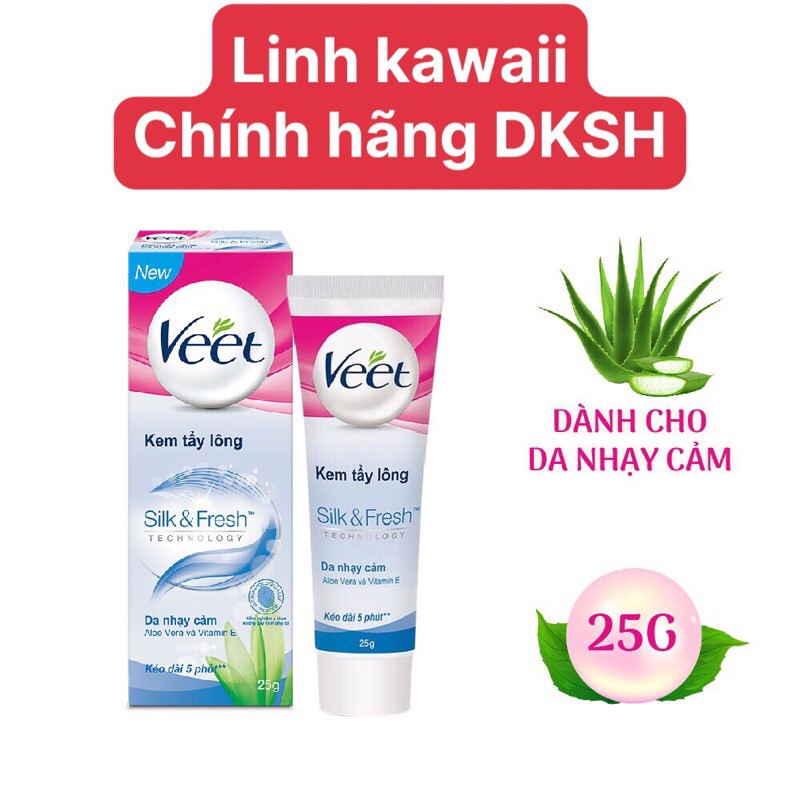 Kem tẩy lông cho da nhạy cảm Veet Silk Fresh 25g và 50g