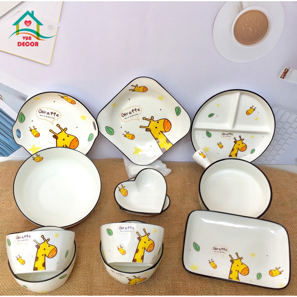 Set Bát Đĩa Decor🦒 Động Vật Cute 🦒 Siêu Dễ Thương Cao Cấp B87