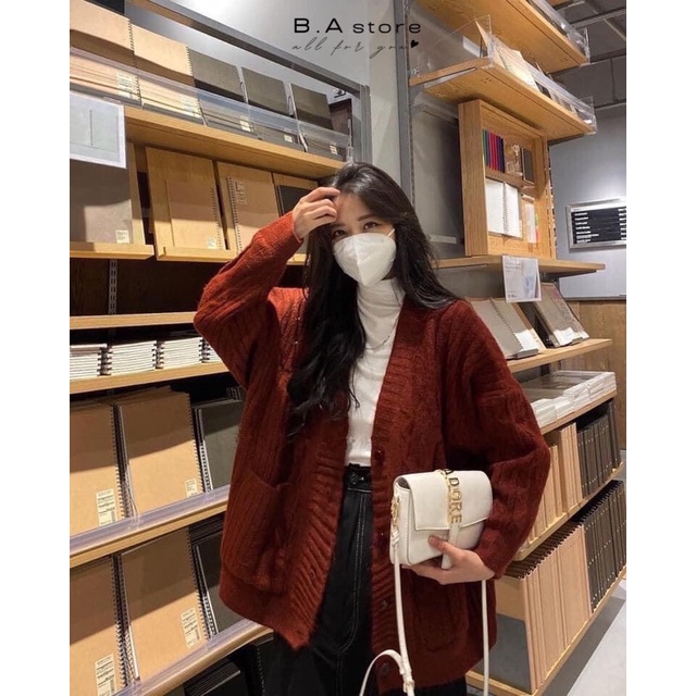 Áo Cardigan Vặn Thừng Phom Rộng Dài