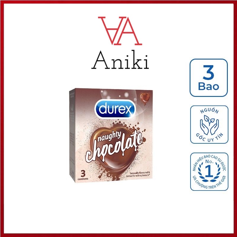 Bao cao su Hương Vị Socola DUREX NAUGHTY CHOCOLATE - Hộp 3 Chiếc [CHÍNH HÃNG]