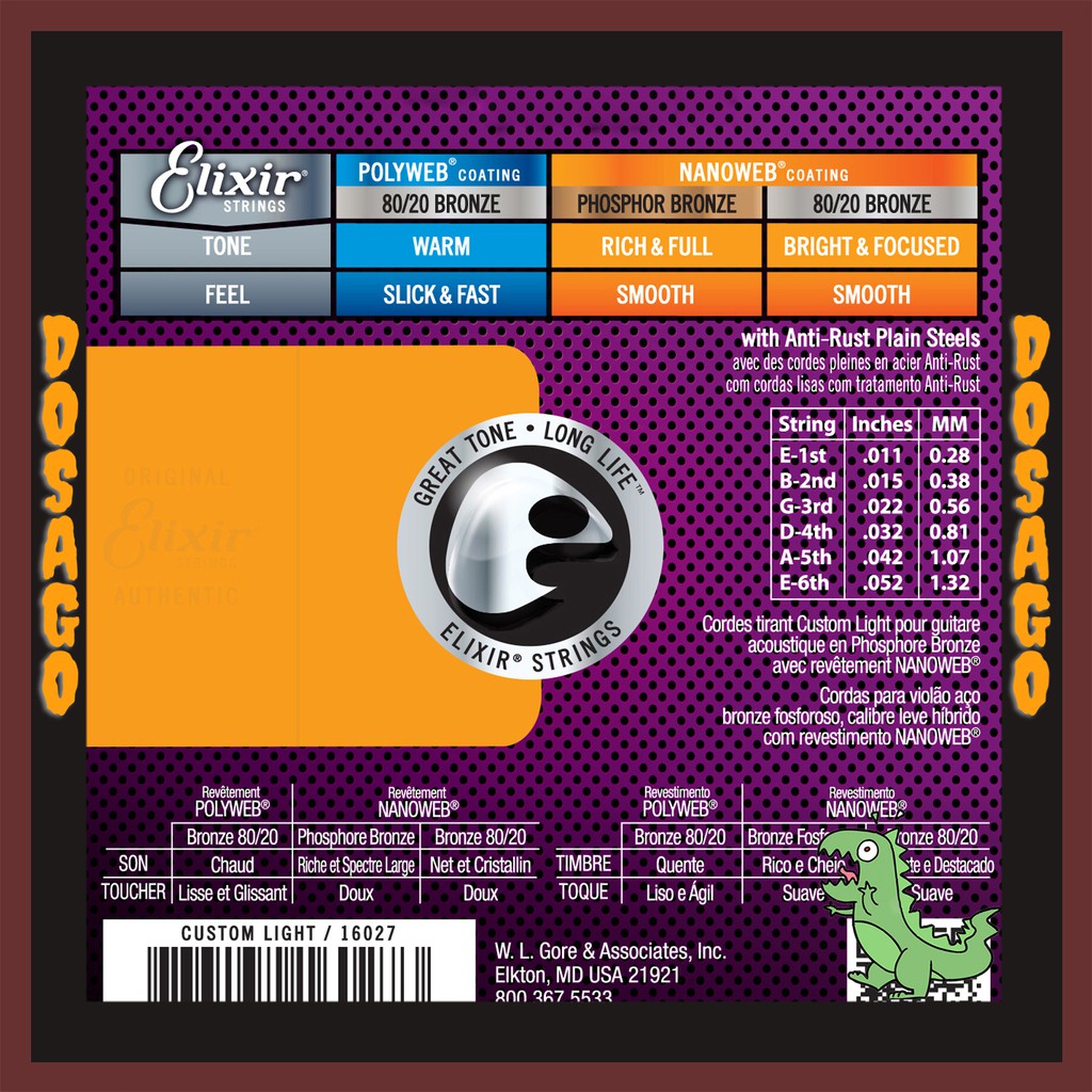 Dây Elixir 16027 dành cho đàn guitar Acoustic