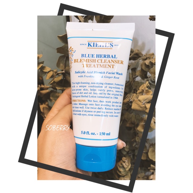 Sữa Rửa Mặt Kiehl's Blue Herbal Acne Cleanser Treatment 150ml