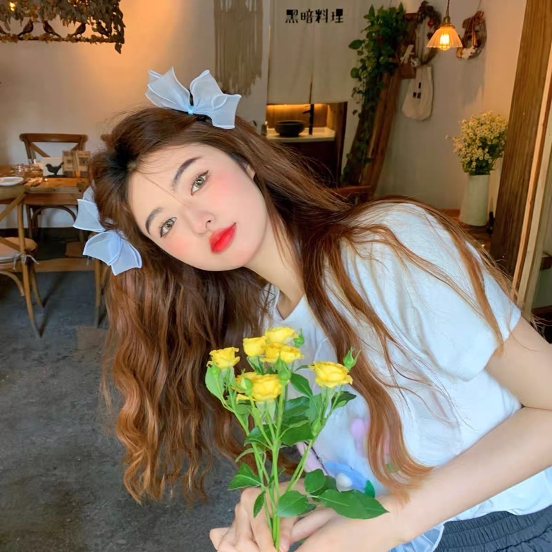 Sét 2 kẹp tóc nơ bèo tiểu thư dễ thương có 2 màu đen trắng mã H-66