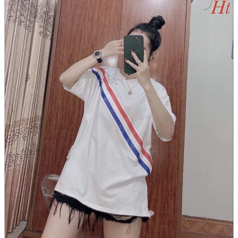 Áo phông sọc chéo xanh đỏ HT12