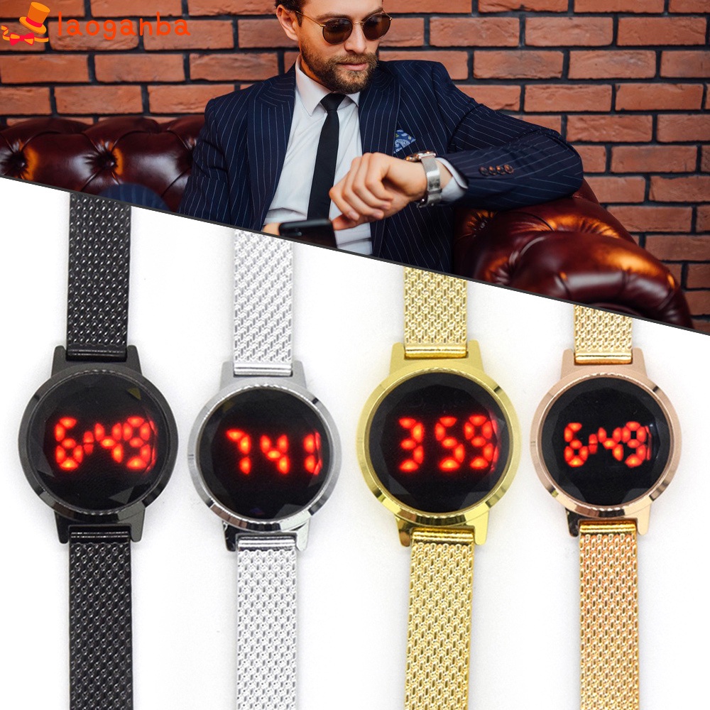 Đồng Hồ Điện Tử Màn Hình Cảm Ứng LED Mặt Tròn Tráng Gương Thời Trang Unisex