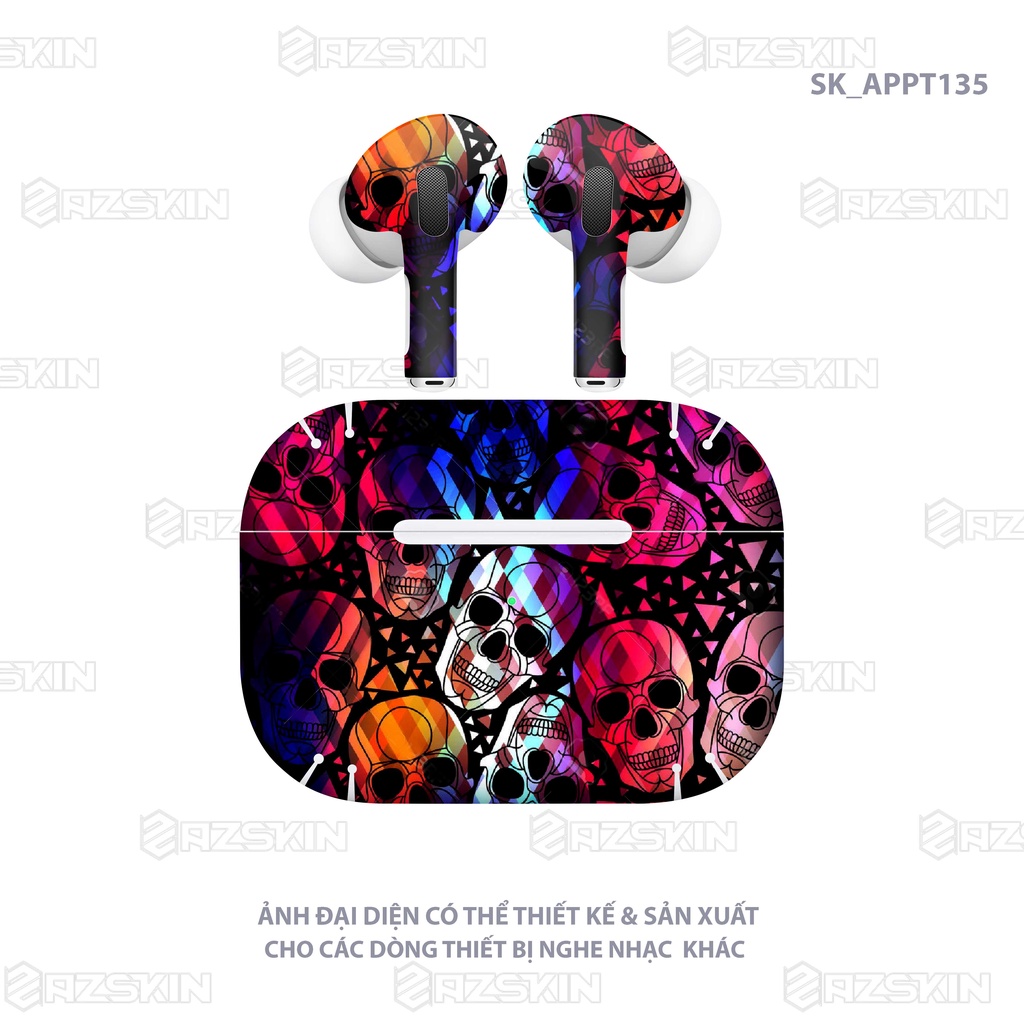 Dán Skin Hình Airpod 1/2/Pro Mẫu Pattern Skull |SK_APPT135| Chất Liệu PVC Chống Nước, Bền Màu, Cắt Sẵn Khuôn