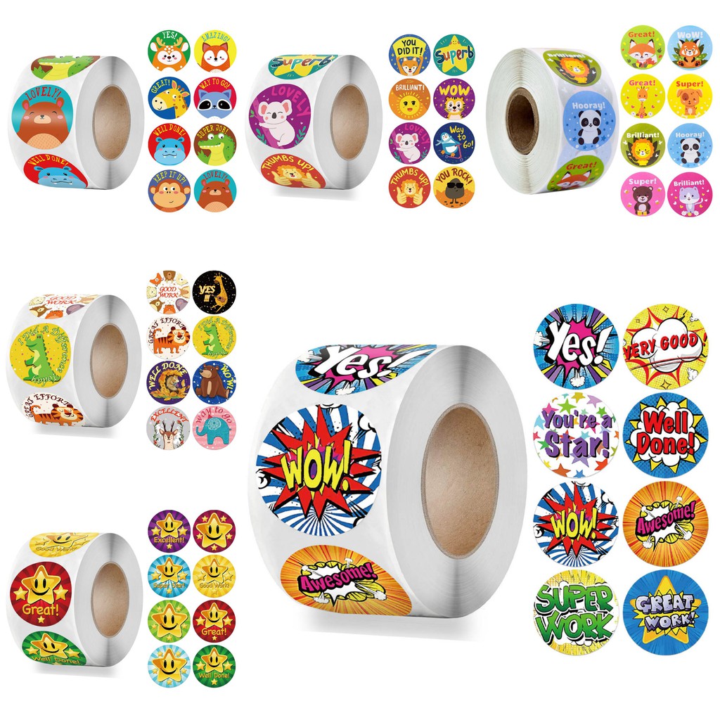 Stickers cuộn khen thưởng cho bé, khích lệ bé học tập 500 sticker/1 cuộn - English For Kid