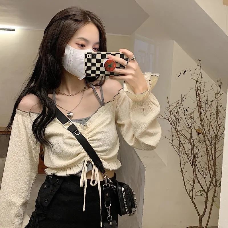 Set áo tay dài trễ vai và áo hai dây thời trang cho nữ