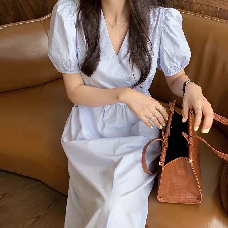 Đầm vintage thắt nơ sau lưng