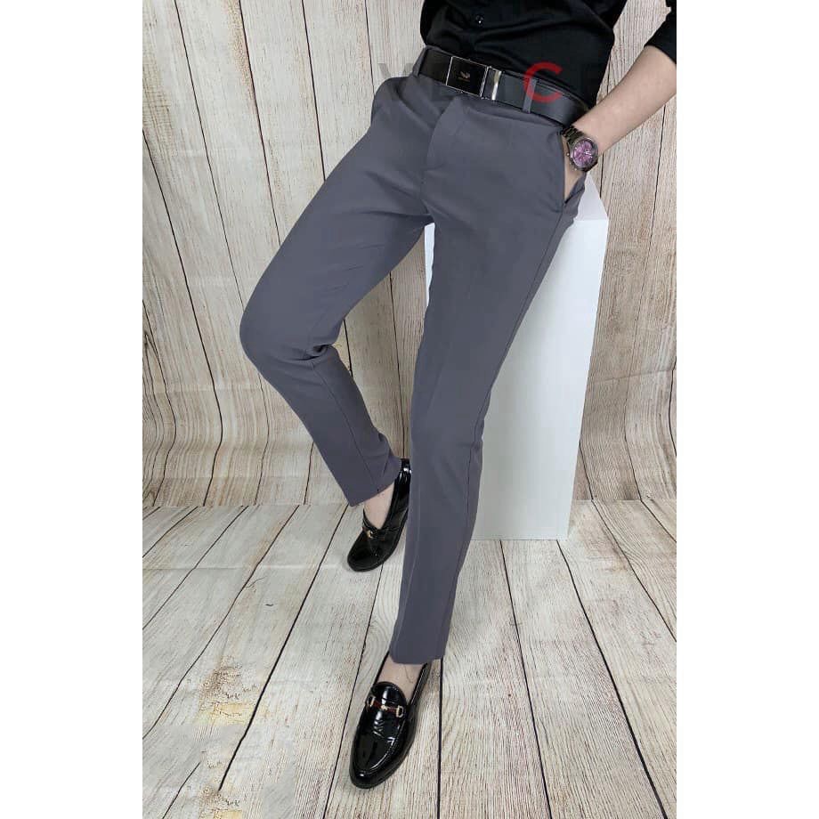 Quần Âu Nam - Quân Tây Nam Cao Cấp vải Lụa Co Giãn Chống Nhăn Kiểu Dáng Hàn Quốc Màu Xanh Than {VNXK}