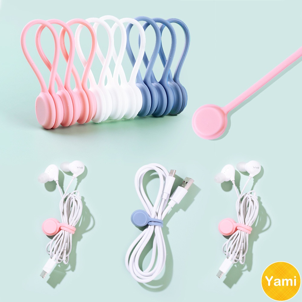 Dây buộc dây cáp sạc/ tai nghe USB bằng silicon có nam châm từ tính