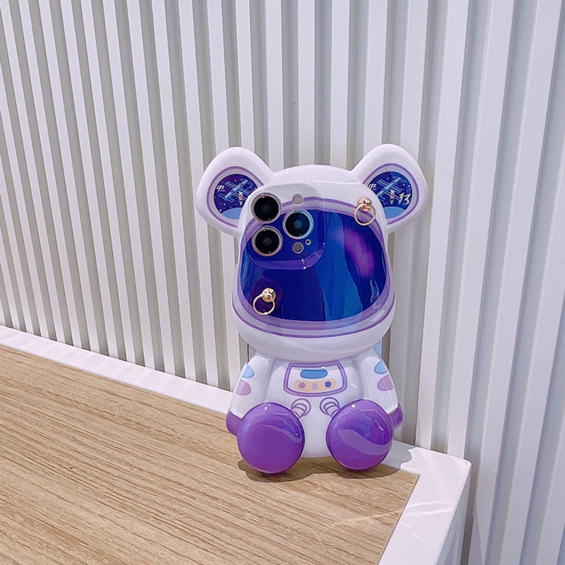 Ốp Điện Thoại Màu Tím Chống Rơi Hình Gấu Cho iPhone14 13 11 12 12promax 13 promax 14promax13pro