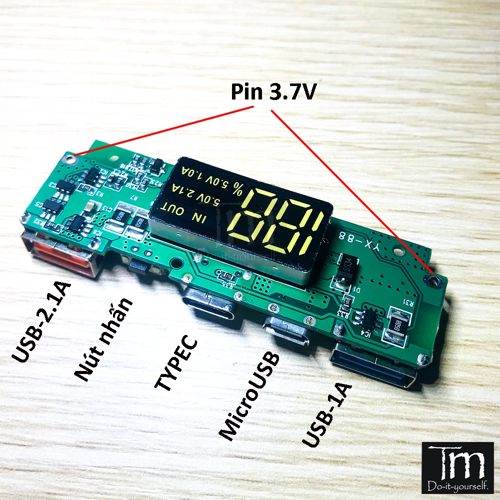 Mạch Sạc Dự Phòng Hiển Thị LCD 10W 5V2A