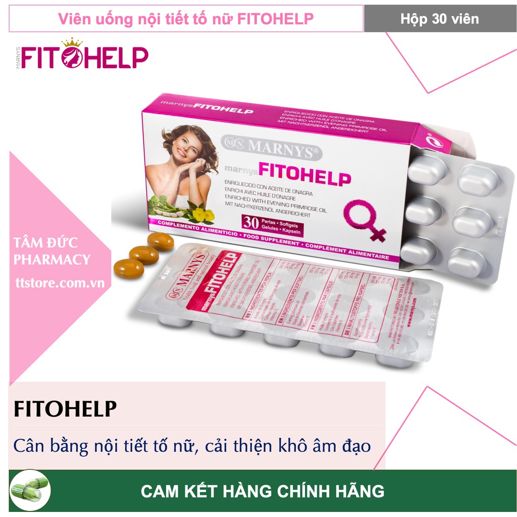 Marnys FITOHELP [Hộp 30 viên] - Bổ sung nội tiết tố nữ, cải thiện khô âm đạo, bốc hoả, mất ngủ