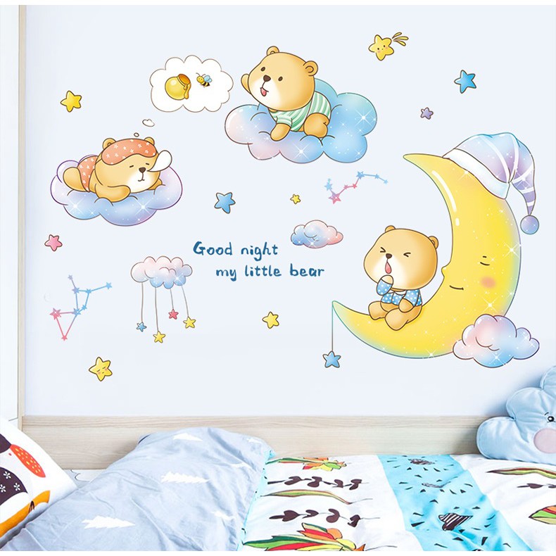 Decal dán tường gấu nhỏ ngủ ngon