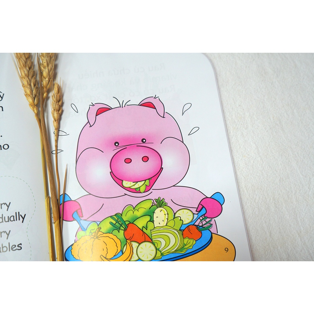 Sách - Truyện tranh song ngữ Việt-Anh cho bé - Eating vegetables is good for health - Ăn rau vào cho khỏe hơn nào