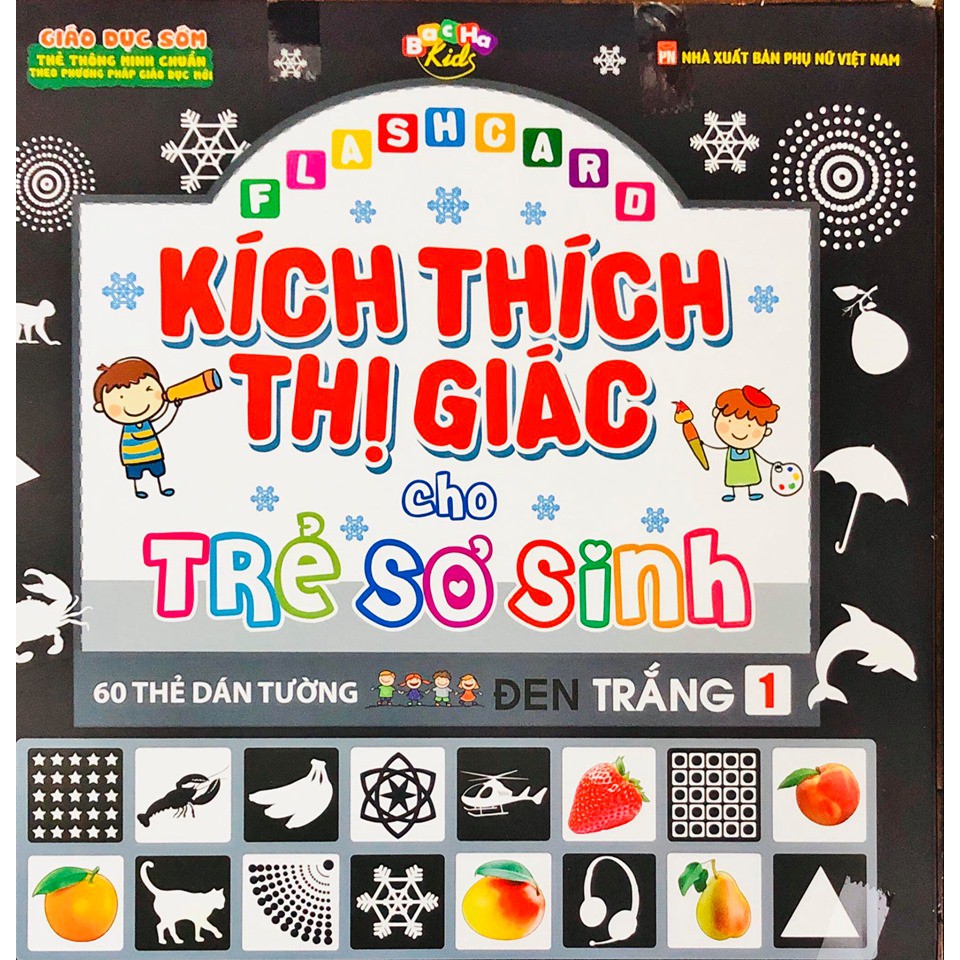 Flash Card Kích thích thị giác cho trẻ sơ sinh 1 - Đen trắng