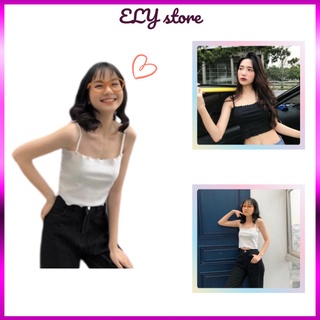 Áo 2 dây croptop cho nữ kiểu cách cuốn biên ELYSTORE nhiều màu sắc