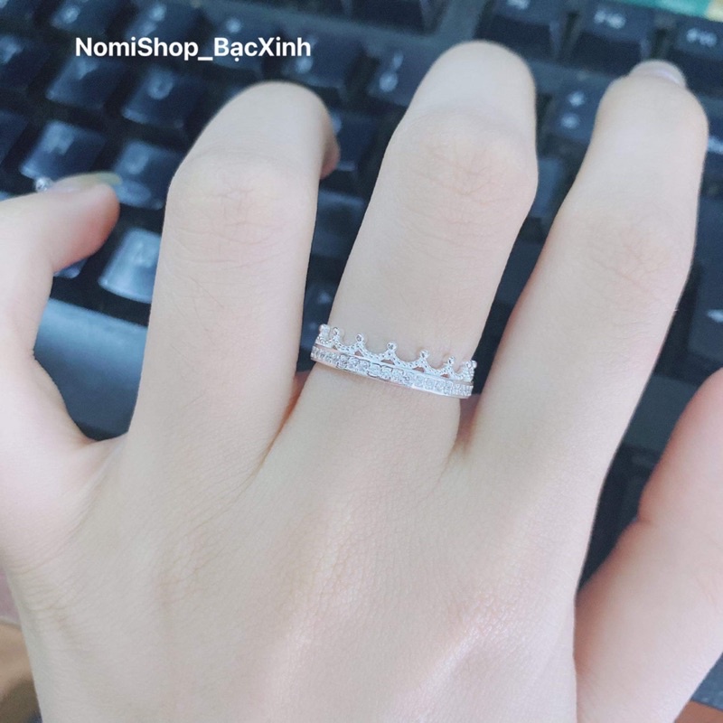 Nhẫn Vương miện freesize cao cấp bạc ta nhẹ nhàng Mainomi Shop Bạc Xinh