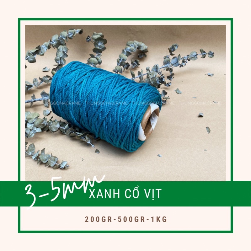 Dây thừng xoắn màu xanh cổ vịt 3mm 5mm