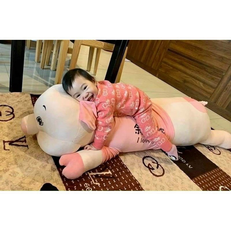 Gấu bông heo áo hồng cute gối ôm lợn đáng yêu mềm mịn, thú nhồi bông cho bé TK23