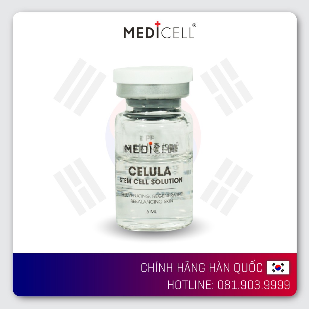 Tế bào gốc tái tạo da sẹo mụn Medicell, làm trắng sáng da, se khít lỗ chân lông Celula Stem Cell Solution 6ml