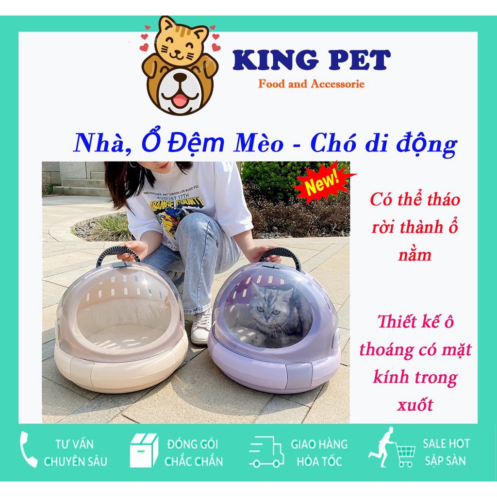 [Mã 253FMCGSALE giảm 8% tối đa 100K đơn 500K] Lồng hàng không kết hợp Ổ Đệm Nhựa Di Động cho chó mèo