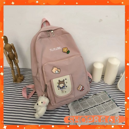 Balo túi nắp hoạt hình KIKIMI nhiều màu -không kèm gấu bông (kèm sticker)-shop8868