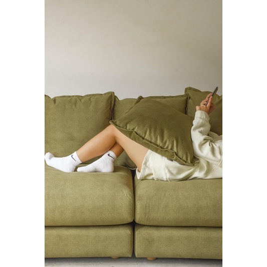 Sofa băng vải nỉ màu xanh lá, Ghế sofa chung cư nhiều màu Vải nhập INDO