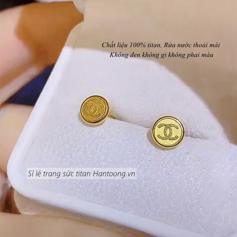 Bông titan nữ không gỉ mạ vàng 18k thiết kế đơn giản thời trang mẫu mới nhất 2023